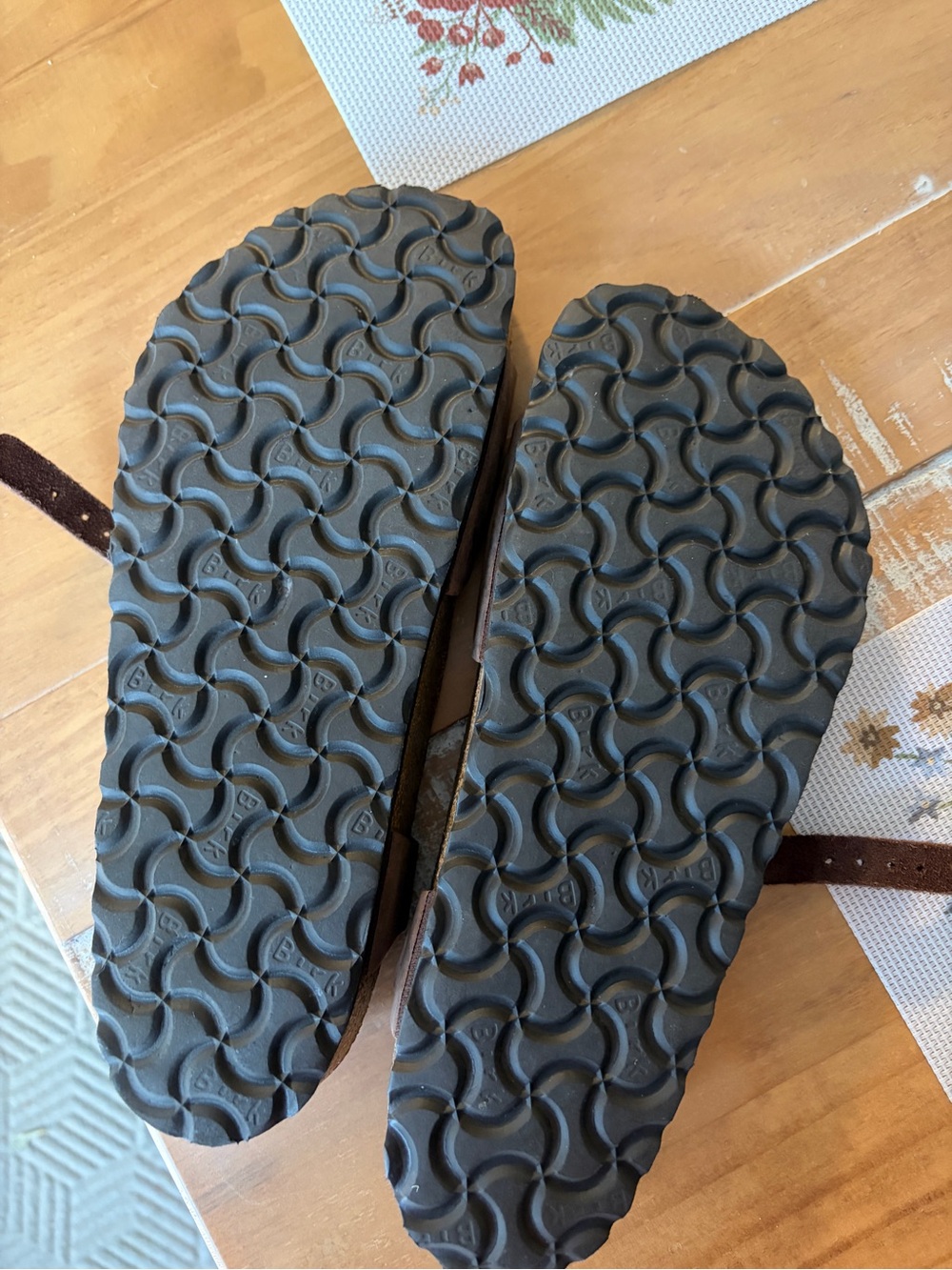 Birkenstock Brown Suede Soft Footbed Sandals - Picture 2 of 6